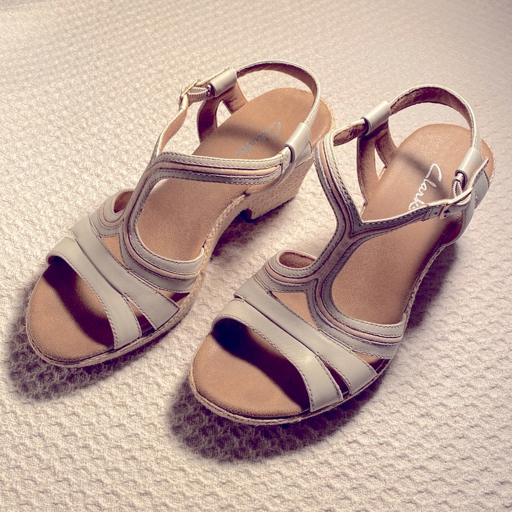 Clarks Leather Platform Sandals